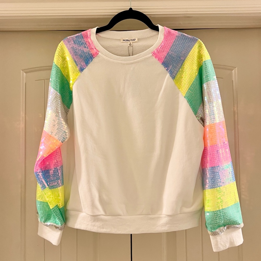 Main Strip Sequin Sleeve Sweatshirt
